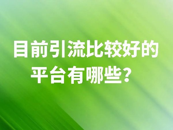 目前引流比較好的平臺有哪些？